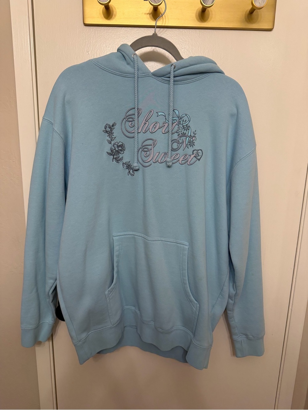 Sabrina Carpenter Official Light Blue 'Short & Sweet' Women's Hoodie Sweatshirt